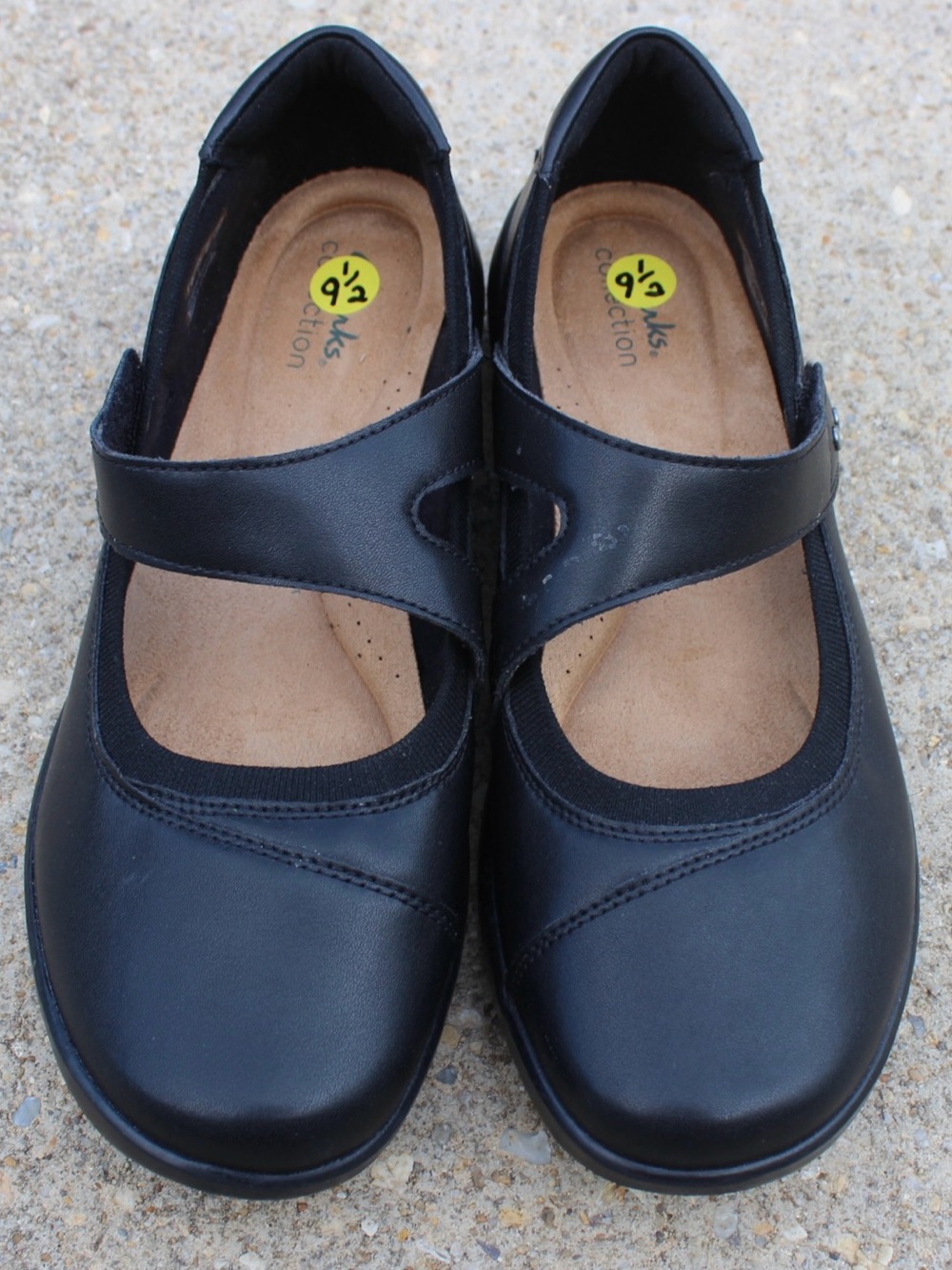 Clarks Kaetlyn Jane Black Leather Mary Jane Flats Sz 9.5